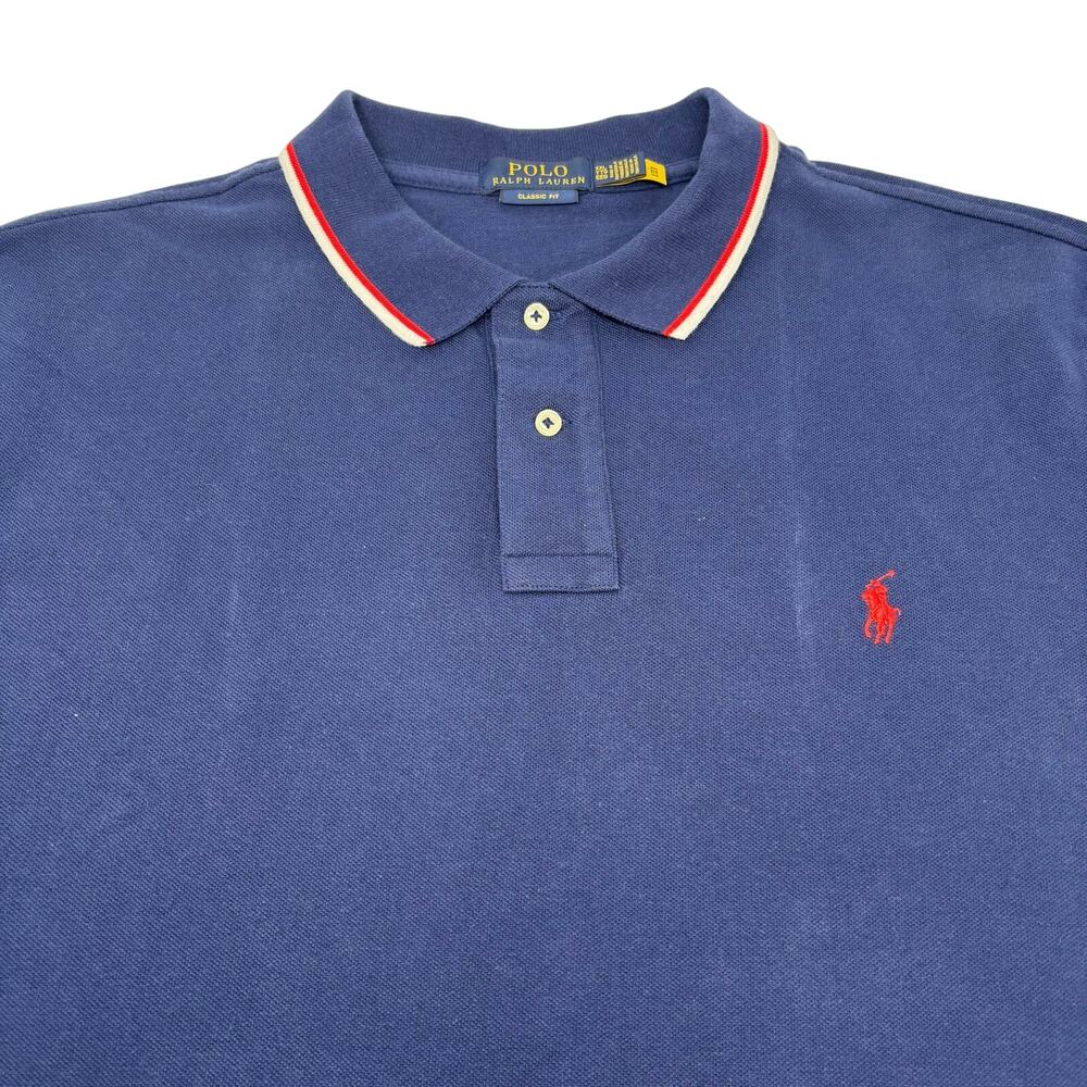 Polo Ralph‎ Lauren Mens 2XL Navy Blue Short Sleeve Cotton Classic Fit Polo Shirt